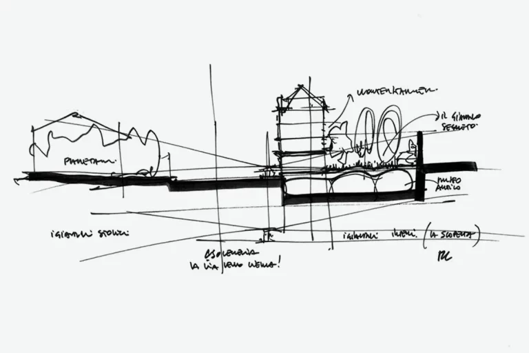 Mario Cucinella, schizzo progetto Museo d'arte della Fondazione Luigi Rovati a Milano