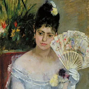 dipinto di Berthe Morisot che ritrae una donna con ventaglio durante una festa